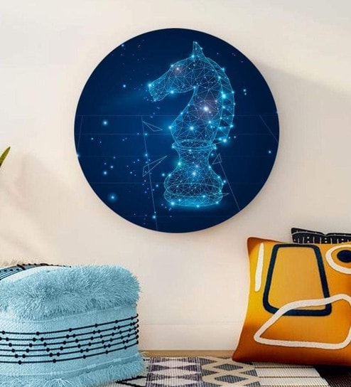 Round Blue Digital Chess Game Canvas Art Print By The Artment