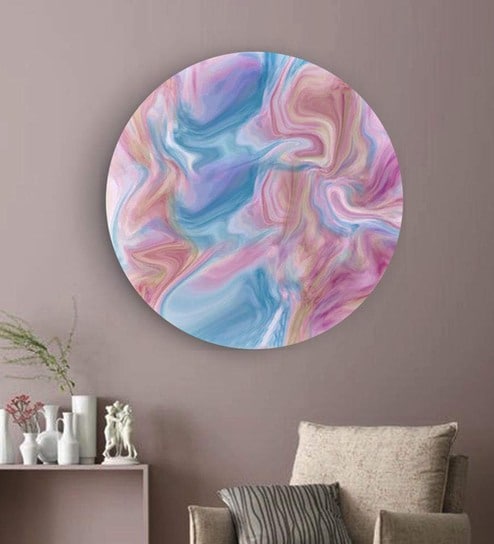 Round Blue Exuberant Lines Canvas Art Print By The Artment