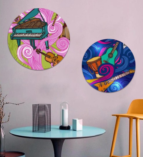 Round Blue On Trippy Beats Canvas Set Of 2 Art Print By The Artment