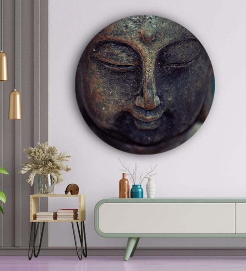 Round Blue Power Of Meditation Canvas Art Print By The Artment