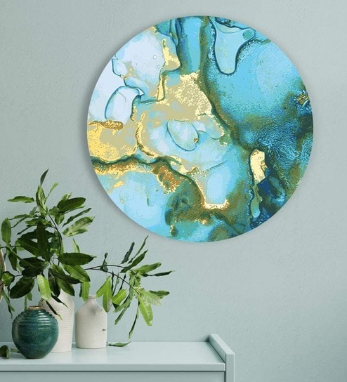 Round Blue Richness Of The Marble Canvas Art Print By The Artment