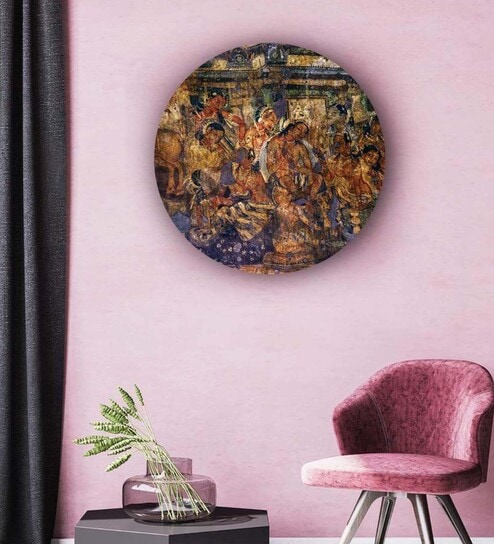 Round Brown Bodhisattva Padmapani Canvas Art Print By The Artment