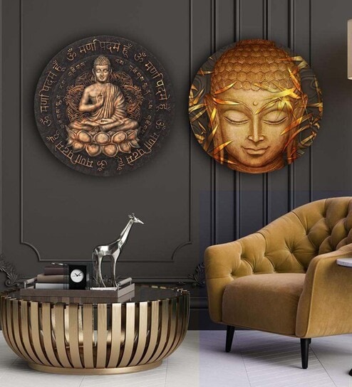 Round Brown In Peaceful Meditation Canvas Set Of 2 Art Print By The Artment