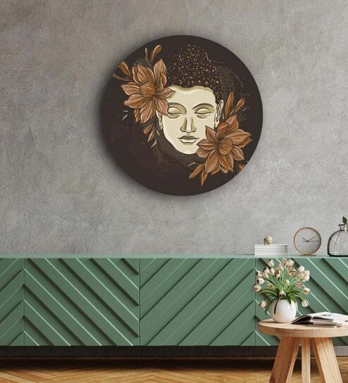Round Brown Purity Of Gautam Buddha Canvas Art Print By The Artment