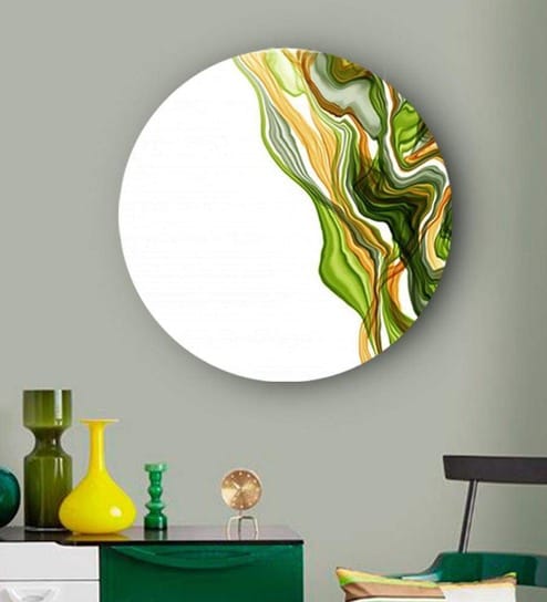 Round Green Abstract Strings Canvas Art Print By The Artment