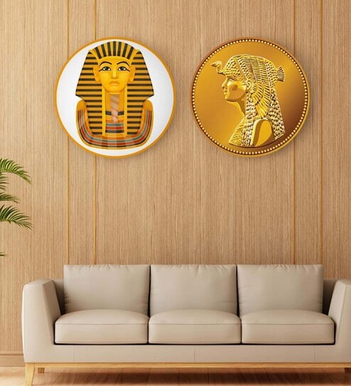 Round Green Coin Of Pharaoh Tutankhamun Set Of 2 Art Print By The Artment