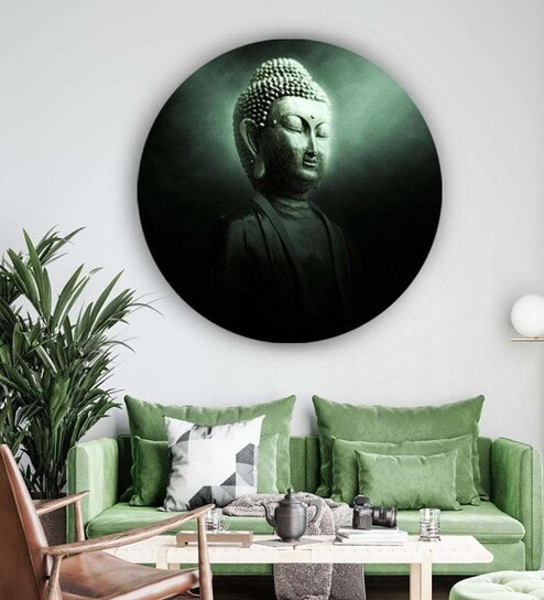 Round Green Power Of Meditation Canvas Art Print By The Artment