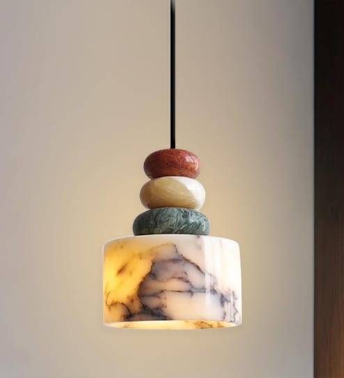 Round Marble Disc LED Pendant Light with 3 Color Modes