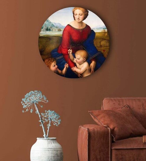 Round Multicolour Christ, St. John, And Madonna Canvas Art Print By The Artment