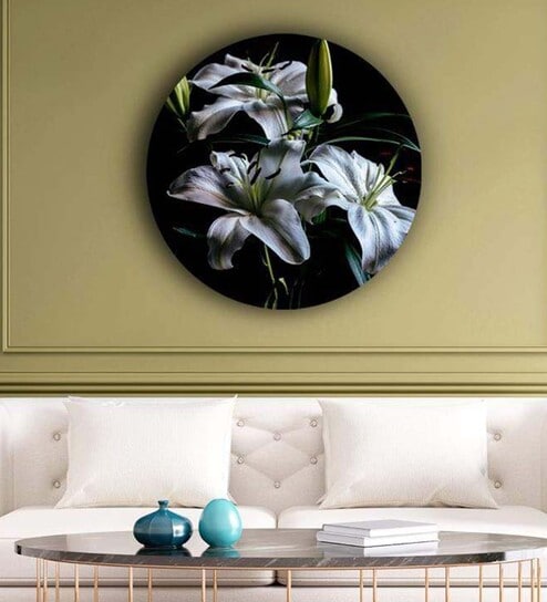 Round Multicolour Dramatic Madonna Lily Canvas Art Print By The Artment