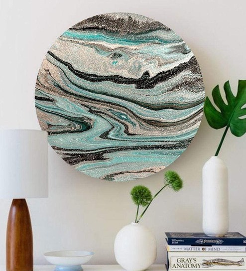 Round Multicolour Dreamy Marbles Canvas Art Print By The Artment