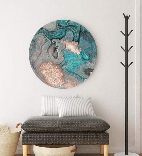 Round Multicolour Dreamy Marbles Canvas Art Print By The Artment