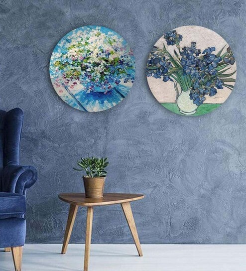 Round Multicolour Flowers Living In A Jug Canvas Set Of 2 Art Print By The Artment