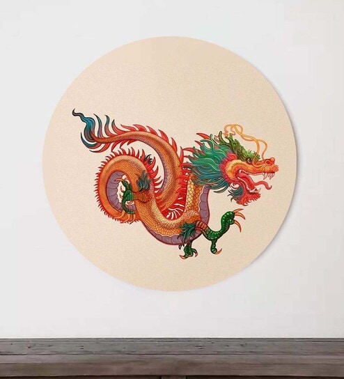 Round Multicolour Legendary Tatsu Canvas Art Print By The Artment