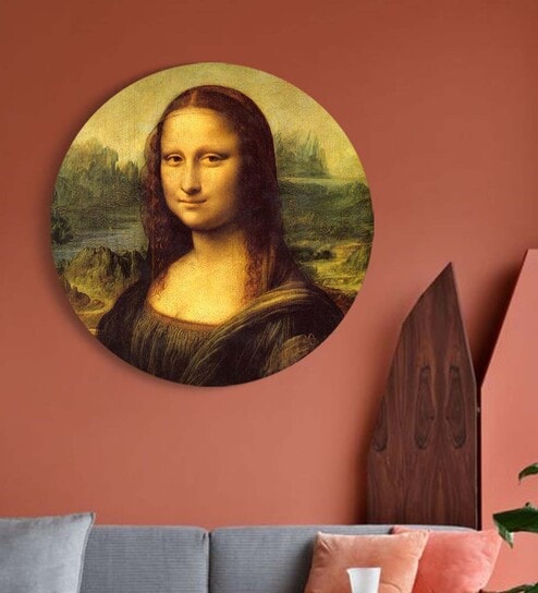 Round Multicolour Mona Lisa Famous Art Canvas Art Print By The Artment
