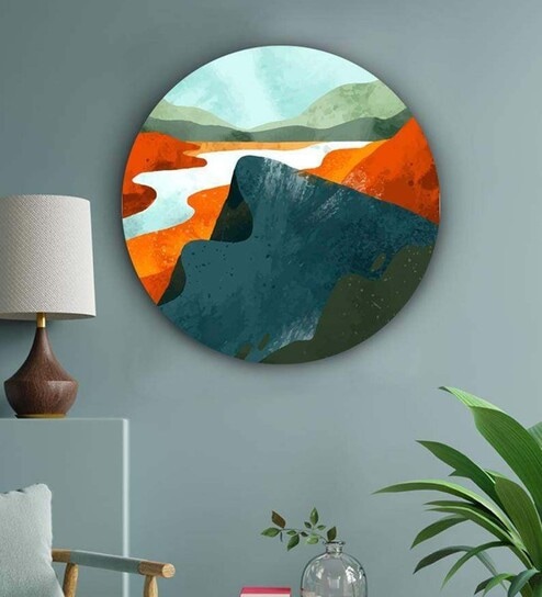 Round Multicolour On The Mountain Edge Art Print By The Artment