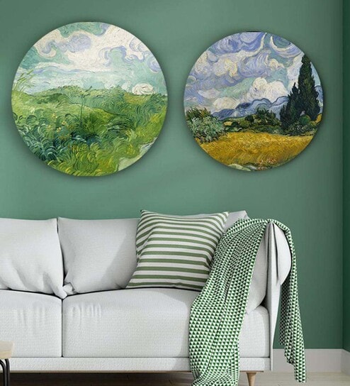 Round Multicolour Wonders Of Van Gogh Canvas Set Of 2 Art Print By The Artment