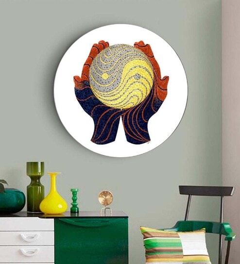 Round Multicolour Yin And Yang Balanced Life Canvas Art Print By The Artment