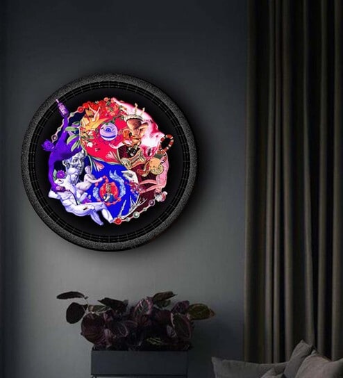 Round Multicolour Yin And Yang In Life Canvas Art Print By The Artment