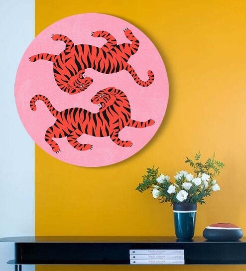 Tiger Pink Canvas Framed Wall Plates