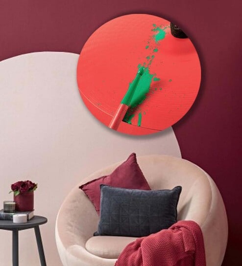 Round Red Splattered Colors Canvas Art Print By The Artment