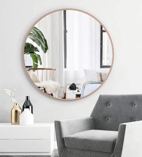 32 Inch RoseGold Round Mirror in Steel Frame