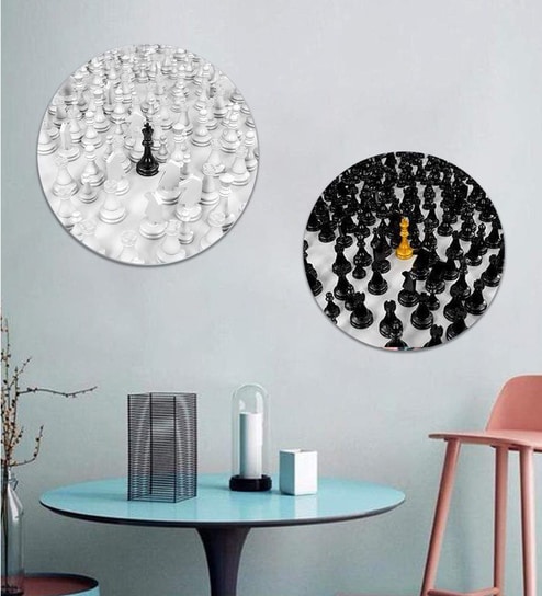 Round White Stand Out And Alone Canvas Set Of 2 Art Print By The Artment