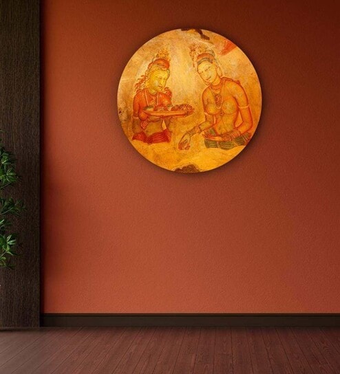 Round Yellow Alluring Maidens Of Sigiriya Art Print By The Artment