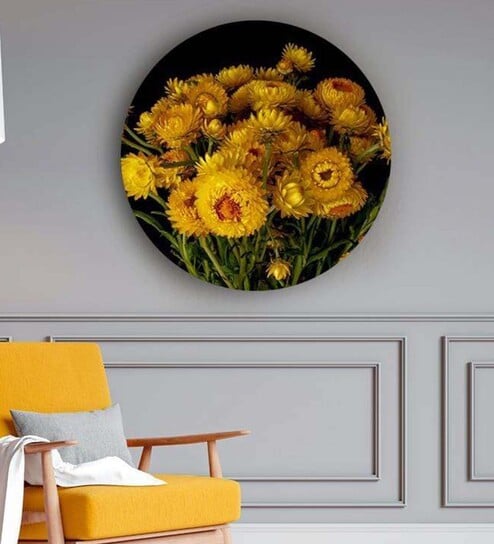 Round Yellow Yellow Mums Of Fall Canvas Art Print By The Artment