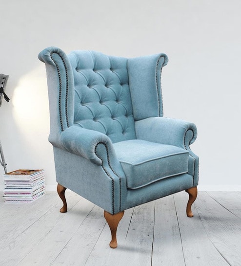 Royal Wing Chair In Blue Color By Dreamzz Furniture