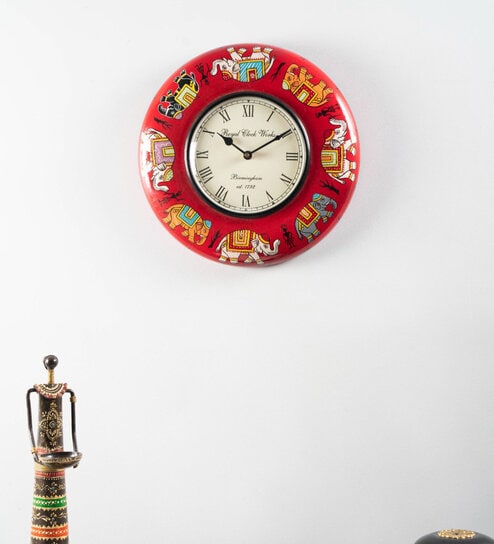 Buy Brown Solid Wood Analog Decorative Wall Clock by Ecraftindia