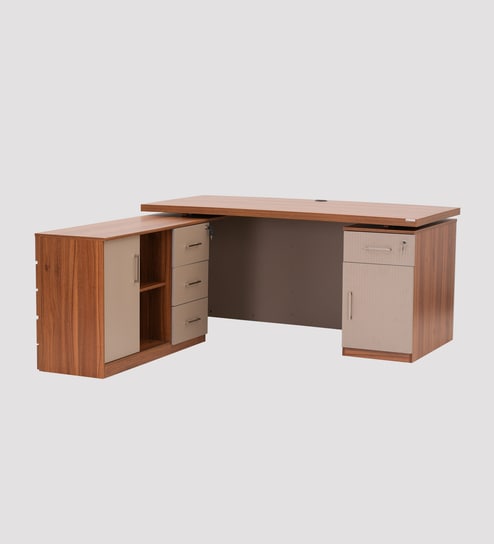 Genting 1.6 M Executive Desk In Grey & Brown Finish