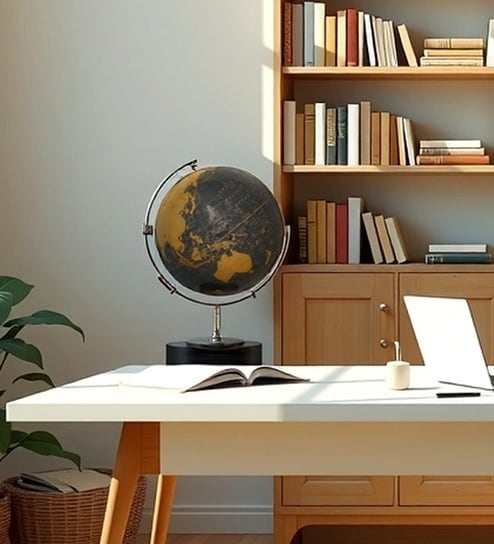 royaloak Decorative World Globe Aluminum Frame Wooden Base-picture-34