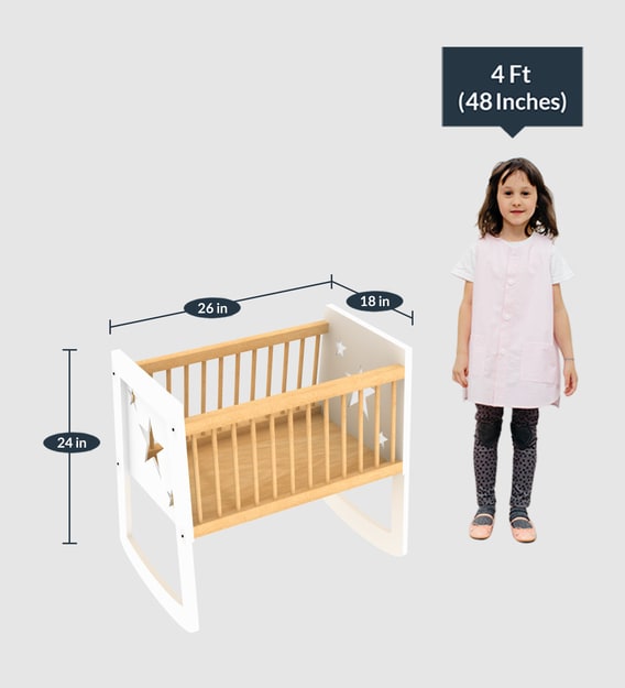 Buy Star Baby Birch Wood Cradle in Natural Birch by Lycka Online