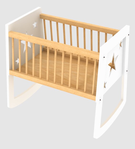 Buy Star Baby Birch Wood Cradle in Natural Birch by Lycka Online