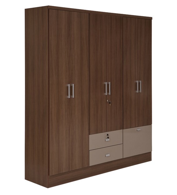 Buy Rodrigo 6 Door Wardrobe in Light Walnut Finish by Evok Online 4