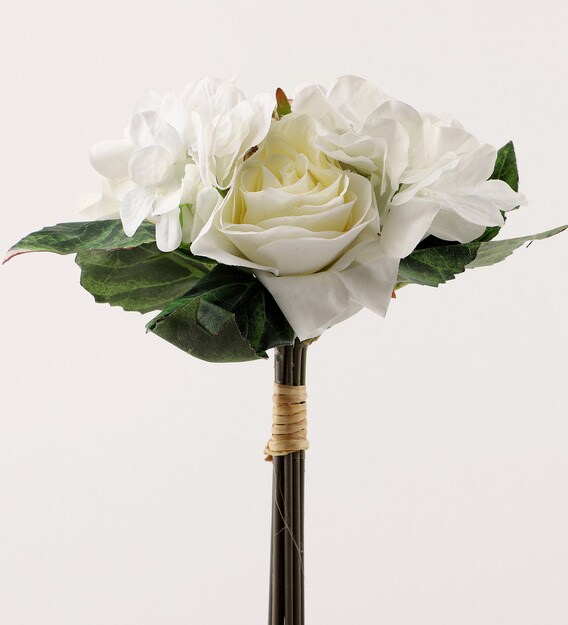 Buy Rose White Plastic Flower bunch without pot by Ferns N Petals