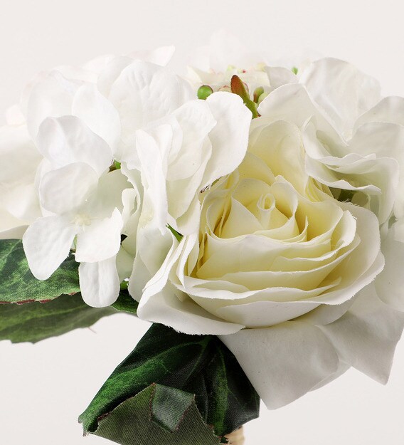 Buy Rose White Plastic Flower bunch without pot by Ferns N Petals