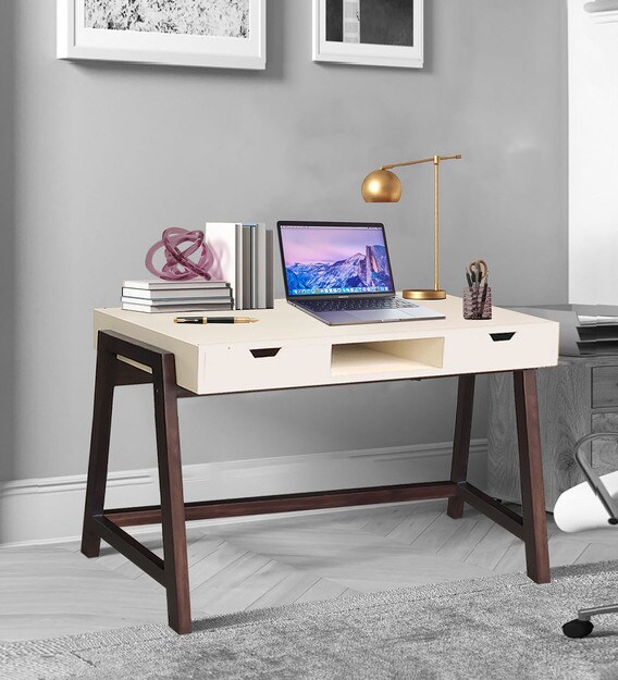 Buy Roseewell Writing Table In Off White Brown Colour By Arra Online Contemporary Writing Tables Tables Furniture Pepperfry Product