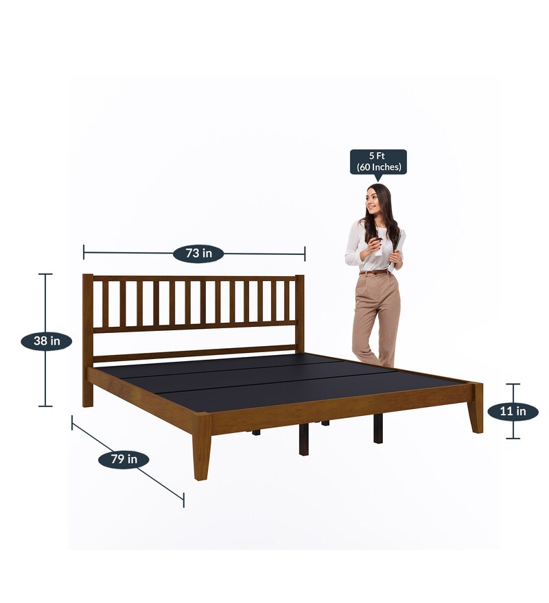 Buy Rohira Solid Wood King Size Bed in Walnut Finish by ESTRE Online Mission King Size Beds