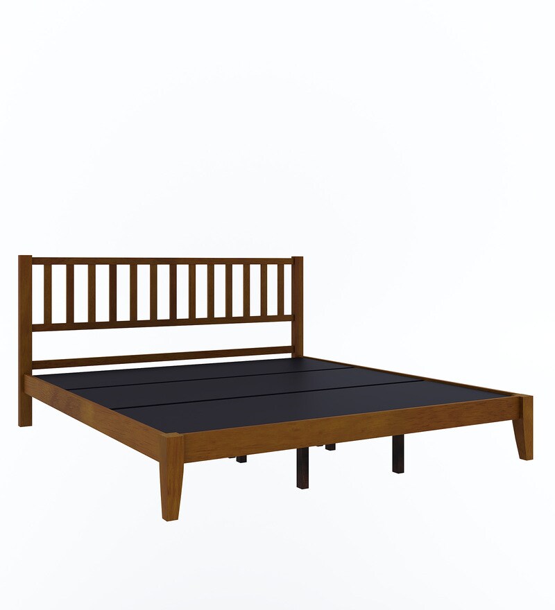 Buy Rohira Solid Wood King Size Bed in Walnut Finish by ESTRE Online