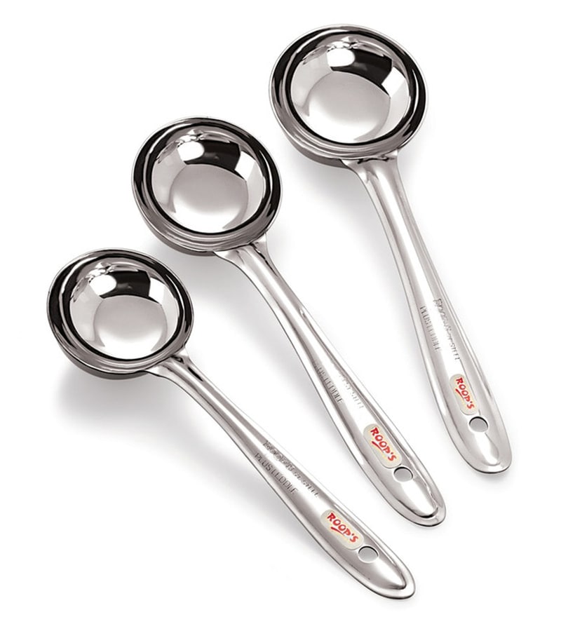 Buy Stainless Steel Serving Ladle Spoon Set of 3 By Roops Online Discontinued Discontinued