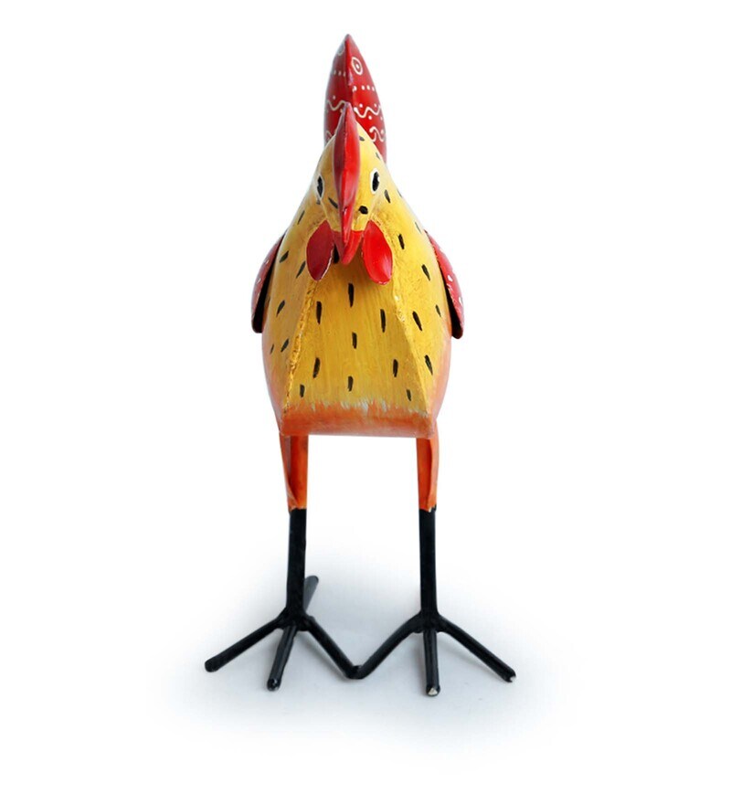 Buy Rooster Ruckus Handpainted Garden Decorative Showpiece In Metal (11