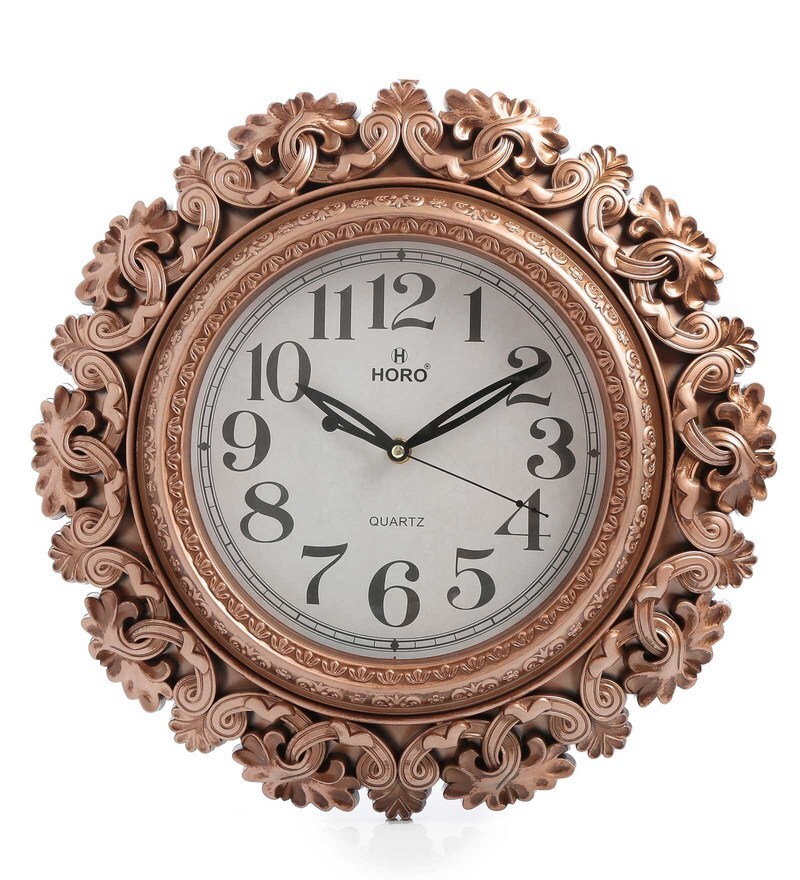 Buy Rose Gold Plastic Analog Wall Clock by Horo Online Modern Wall