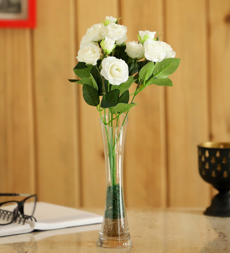 Buy Rose White Plastic Flower bunch without pot by Ferns N Petals