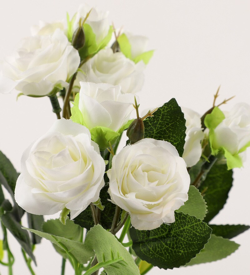 Buy Rose White Plastic Flower bunch without pot by Ferns N Petals