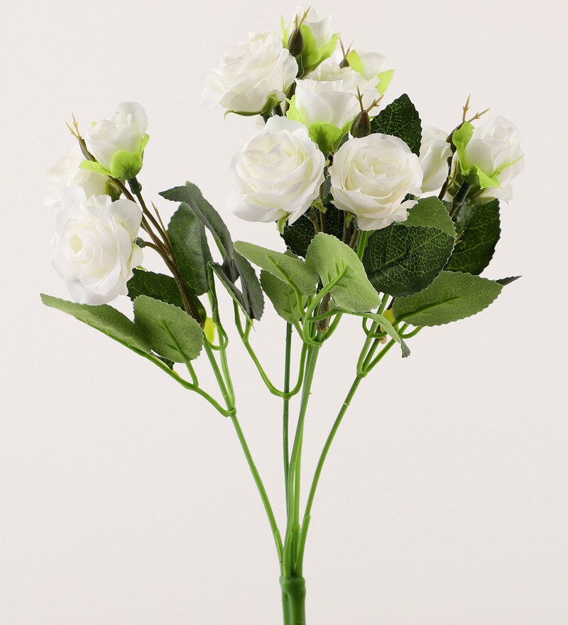 Buy Rose White Plastic Flower bunch without pot by Ferns N Petals
