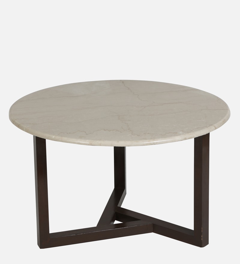 Buy Frida Marble Top Coffee Table in Natural Teak Wood Finish By