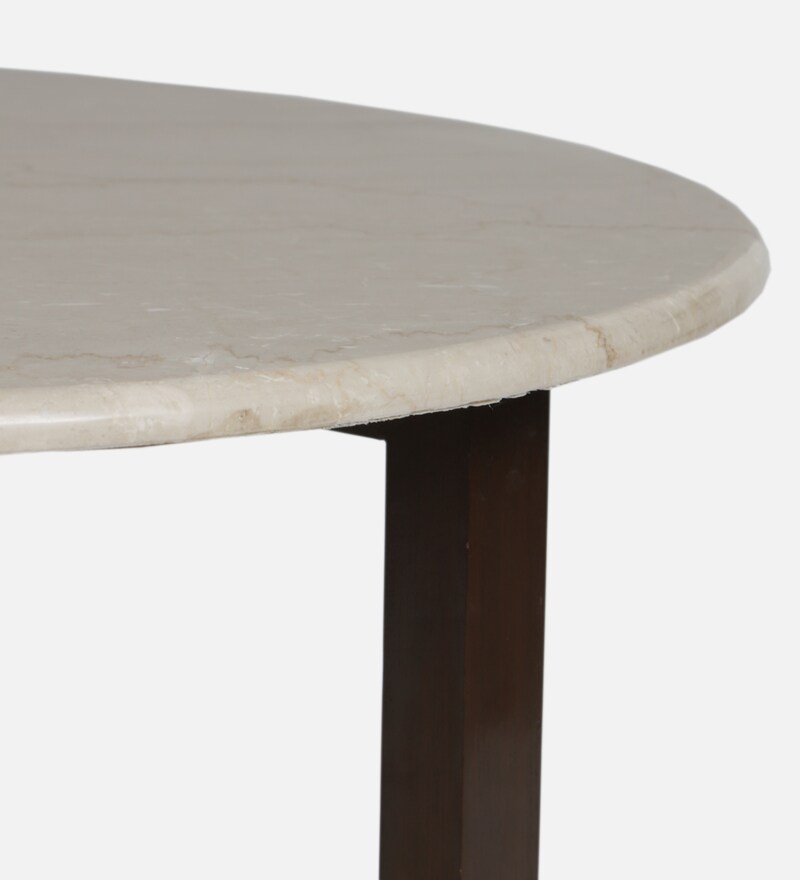 Buy Frida Marble Top Coffee Table in Natural Teak Wood Finish By