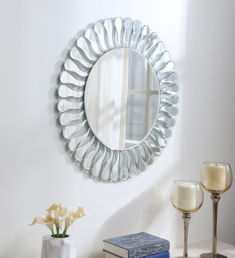 Buy Round Wall Mirror in Silver Colour Online - Decorative Mirrors ...